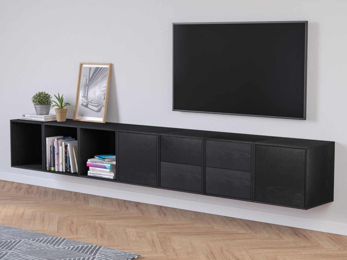 lække oversættelse Kantine Valdemar - Dansk designet og produceret sort væghængt TV reol – RAMWERK